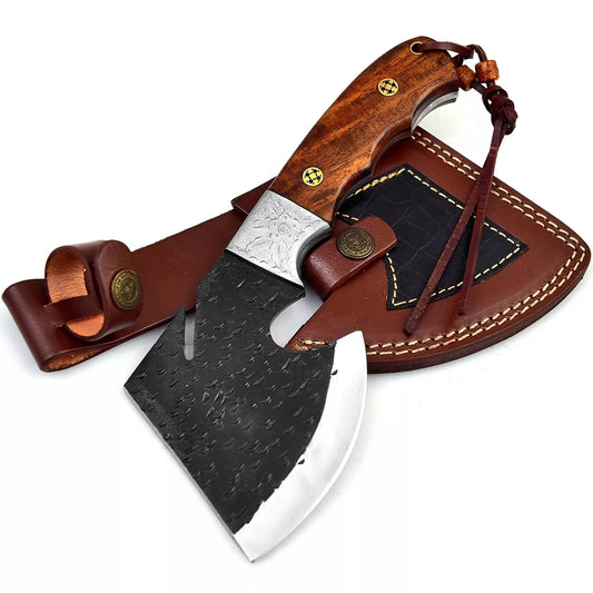 HUNTING KNIVES - D2 Steel Blade Viking Axe Hatchet Tomahawk Hunting Damascus Knife with Sheath