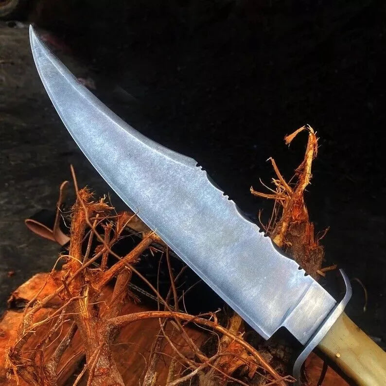 HUNTING KNIVES - Custom Handmade Carbon Steel Blade Hunting Camping Bowie Knife + Sheath