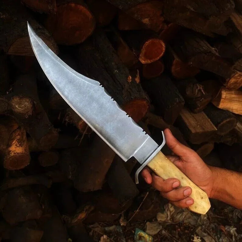 HUNTING KNIVES - Custom Handmade Carbon Steel Blade Hunting Camping Bowie Knife + Sheath