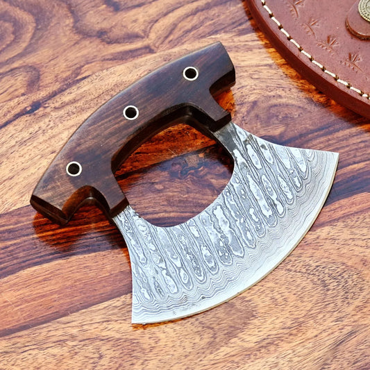 HUNTING KNIVES - Ulu Knife Alaskan Chef Knife Custom Hand Made / Hand Forged Damascus Steel