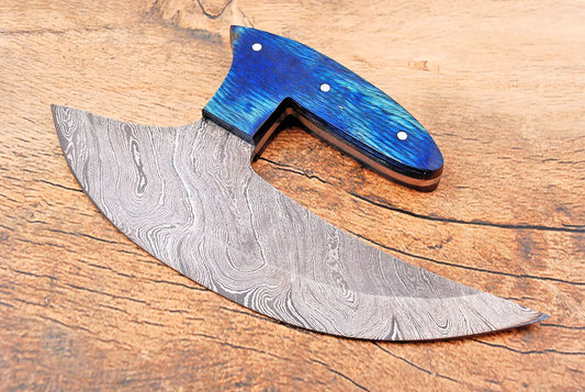 HUNTING KNIVES - HandMade Damascus Chef Ulu Knife Alaskan Pizza Cutter - Hand Forged Blade