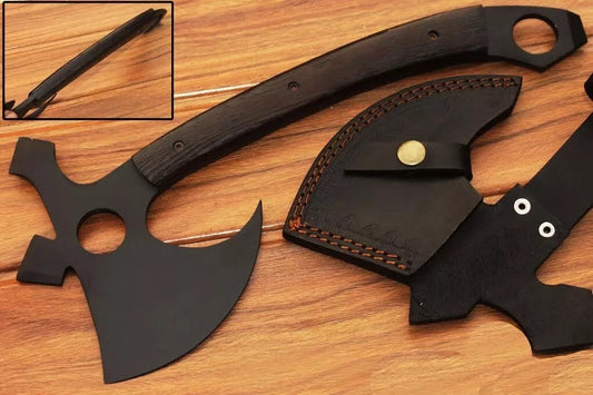 HUNTING KNIVES - Handmade Carbon Black Powder Coating Tomahawk throwing Axe