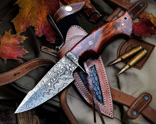 HUNTING KNIVES - Premium Forged HUNTING KNIFE Damascus Steel Fixed Blade Skinner Bowie